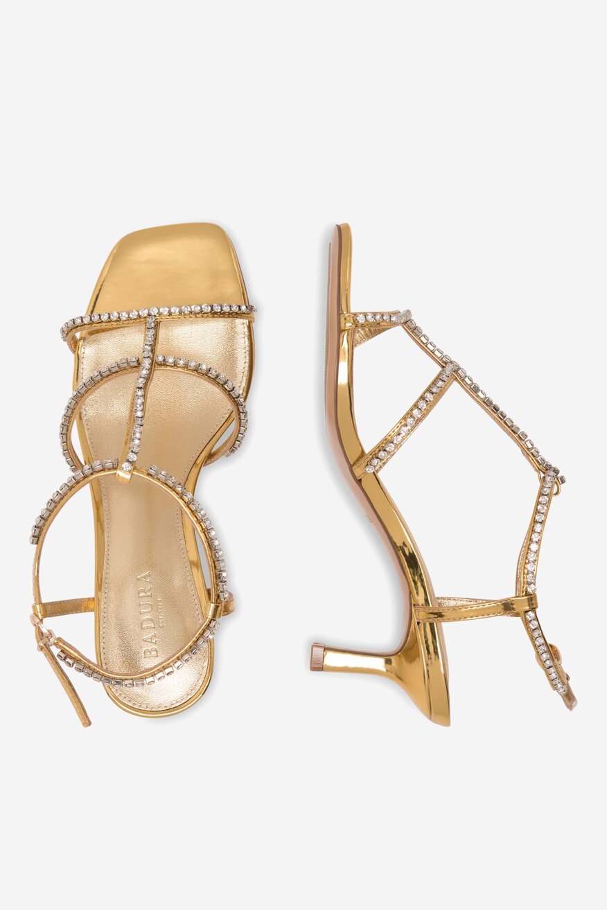 Sandały skórzane na obcasie