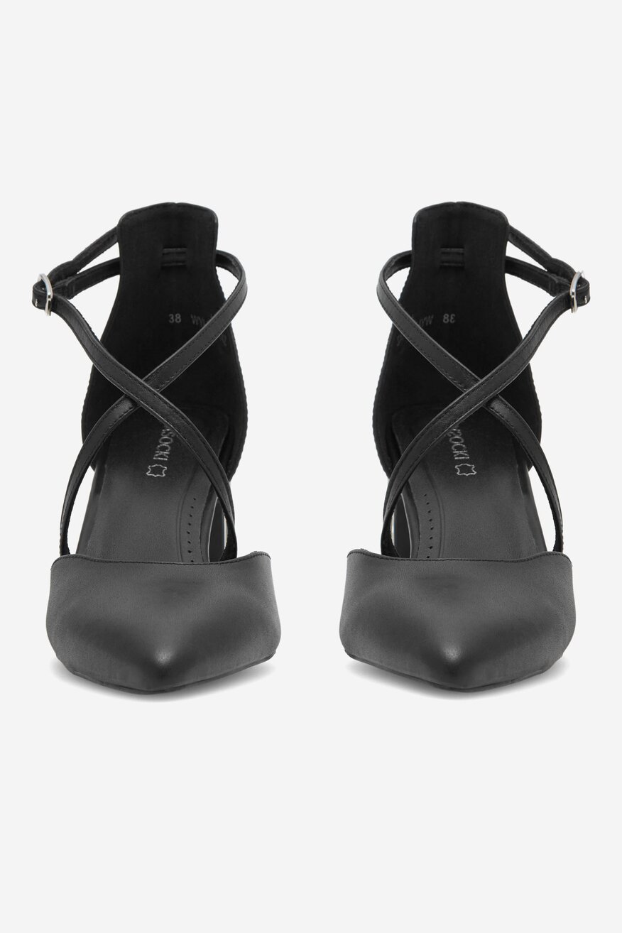 Czółenka skórzane na słupku