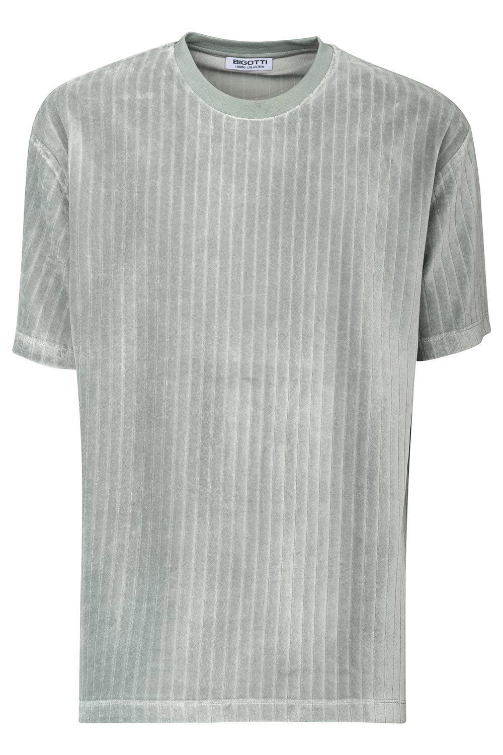 Tricou oversize gri guler rotund