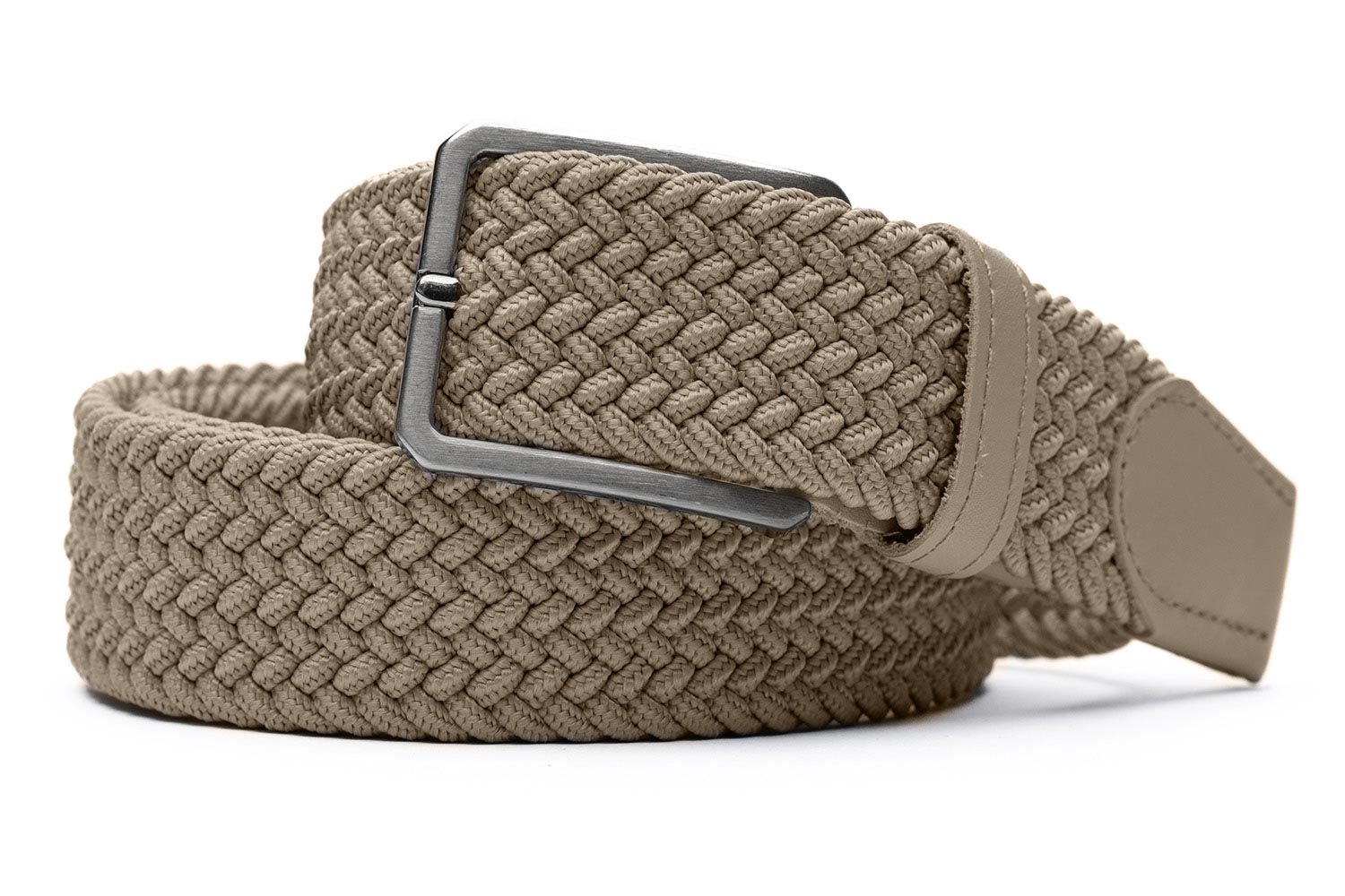 Curea bej piele naturala si textil