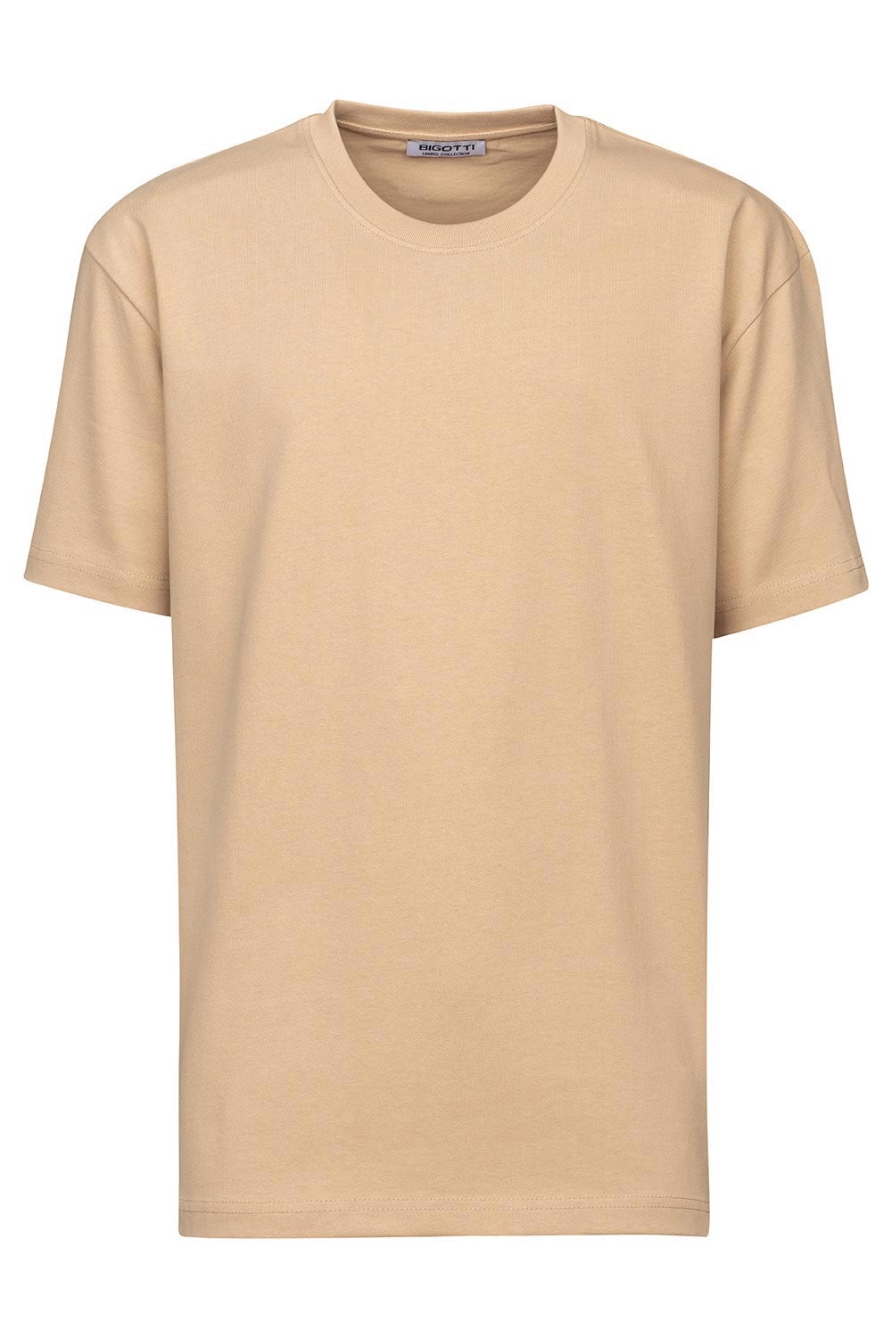 Tricou oversize bej guler rotund