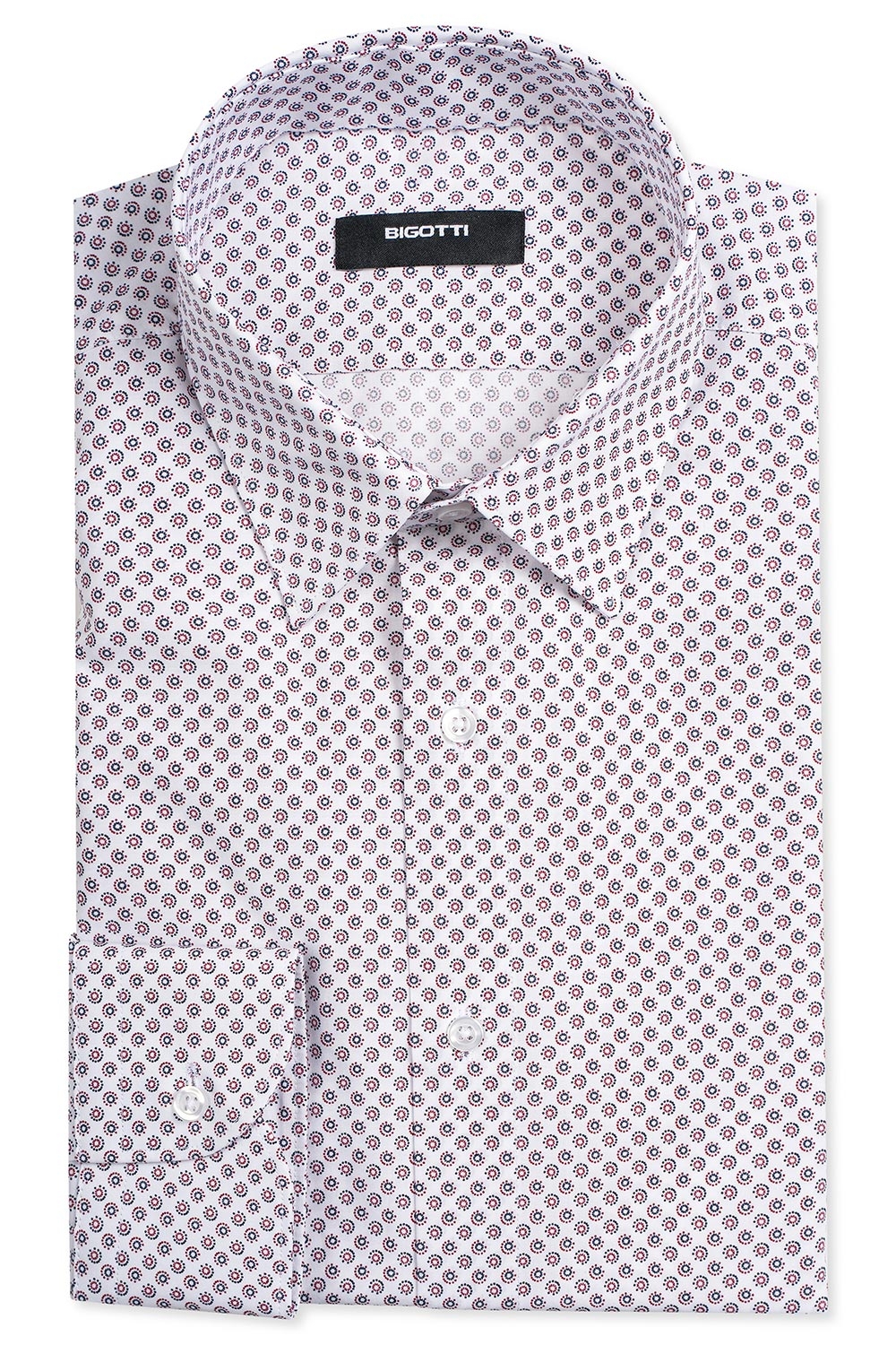 Camasa slim alba print geometric