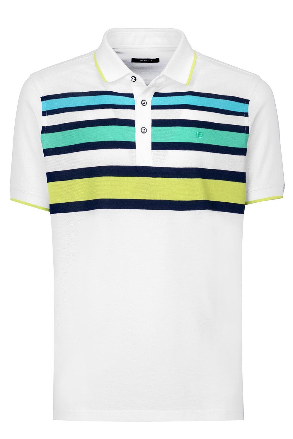 Tricou polo regular alb cu dungi