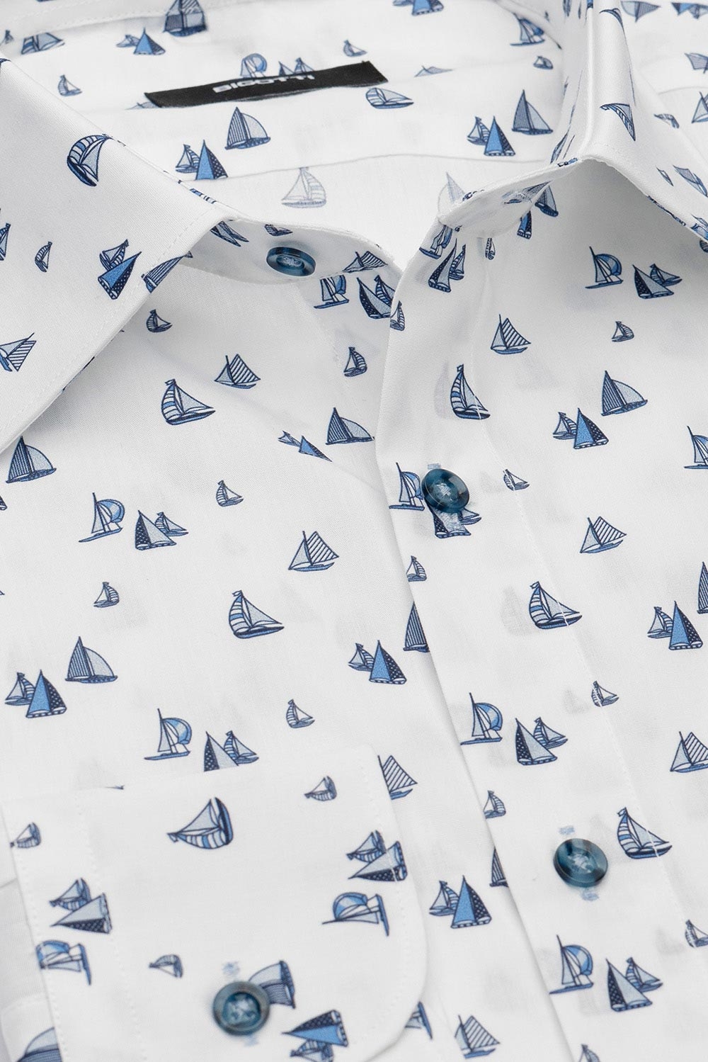 Camasa superslim alba print geometric