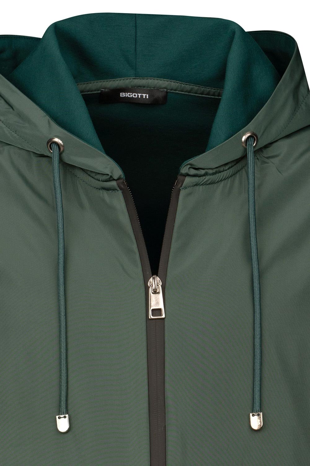 Hanorac slim verde cu fermoar