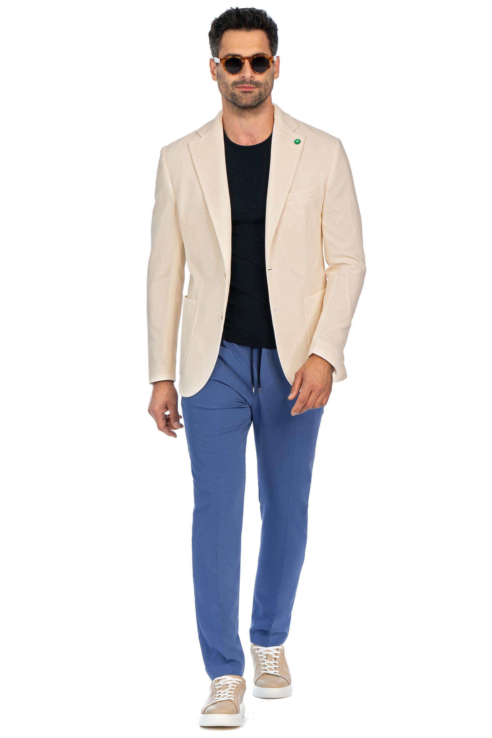 Pantaloni slim albastri uni