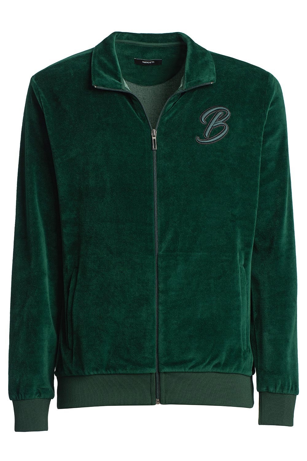 Hanorac slim verde cu fermoar