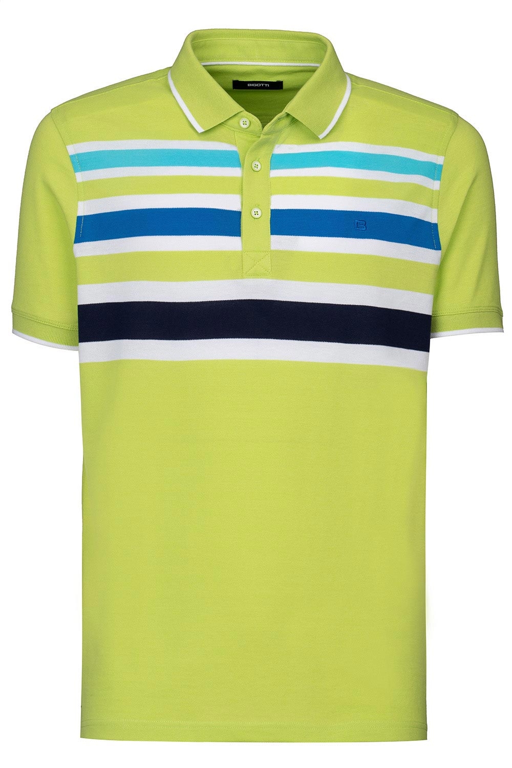 Tricou polo regular verde cu dungi