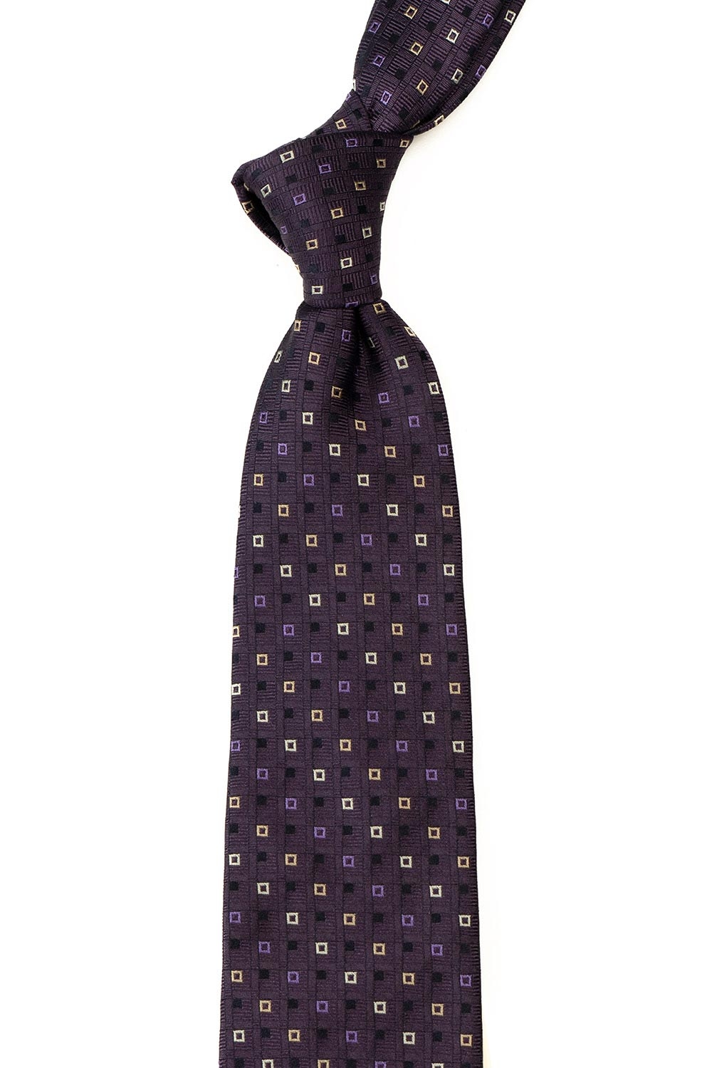 Cravata matase tesuta violet print geometric