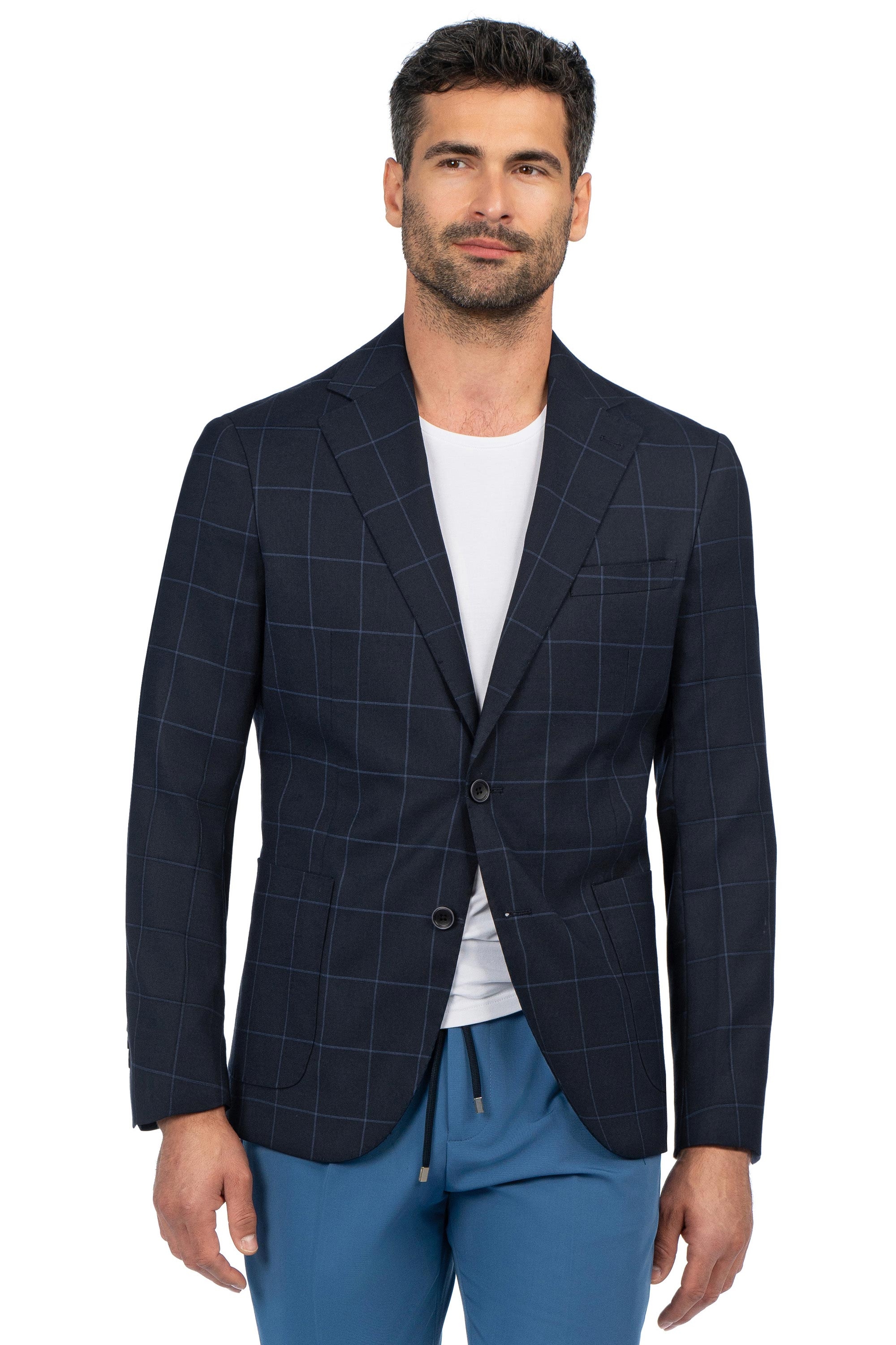 Sacou albastru in carouri