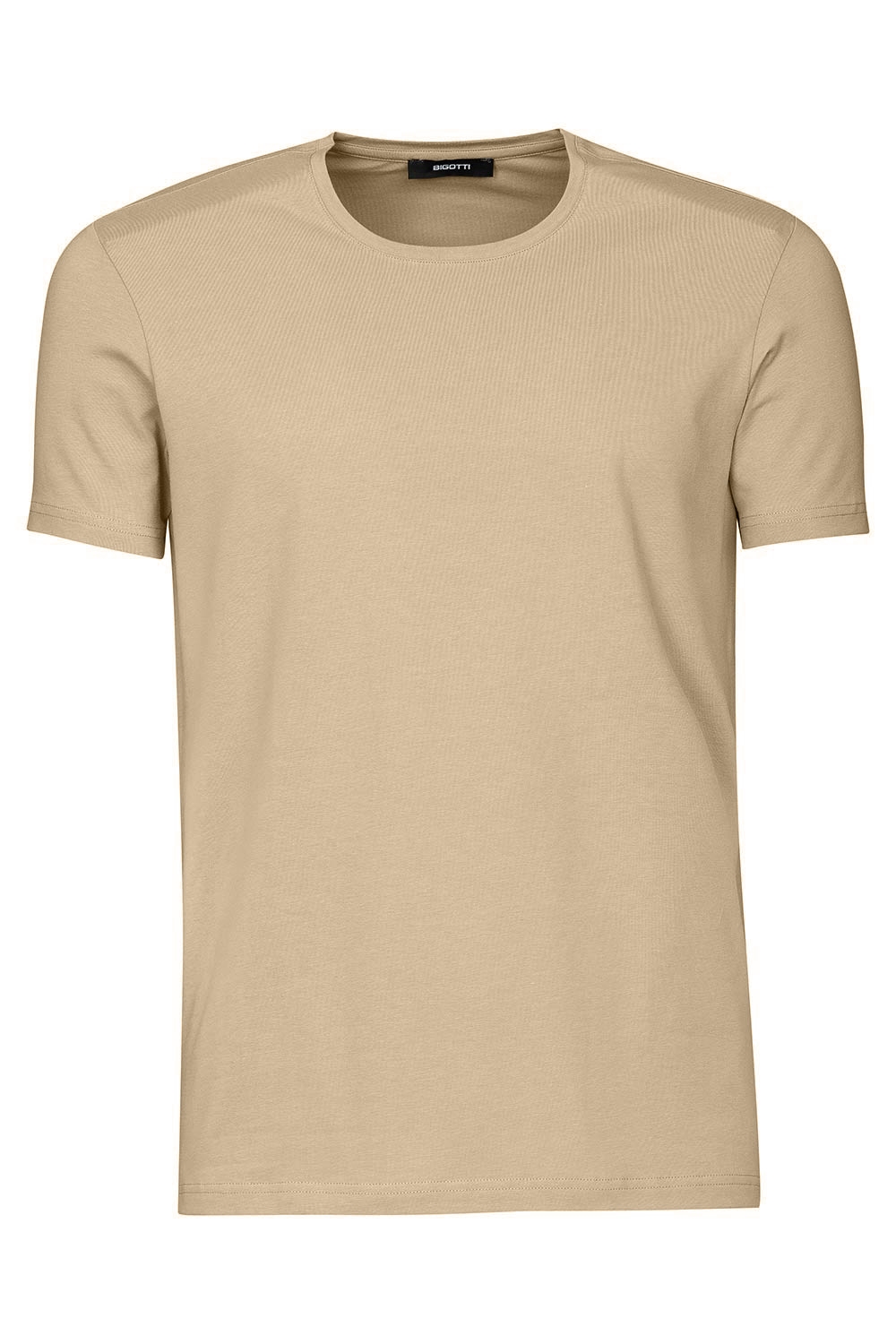 Tricou slim bej guler rotund