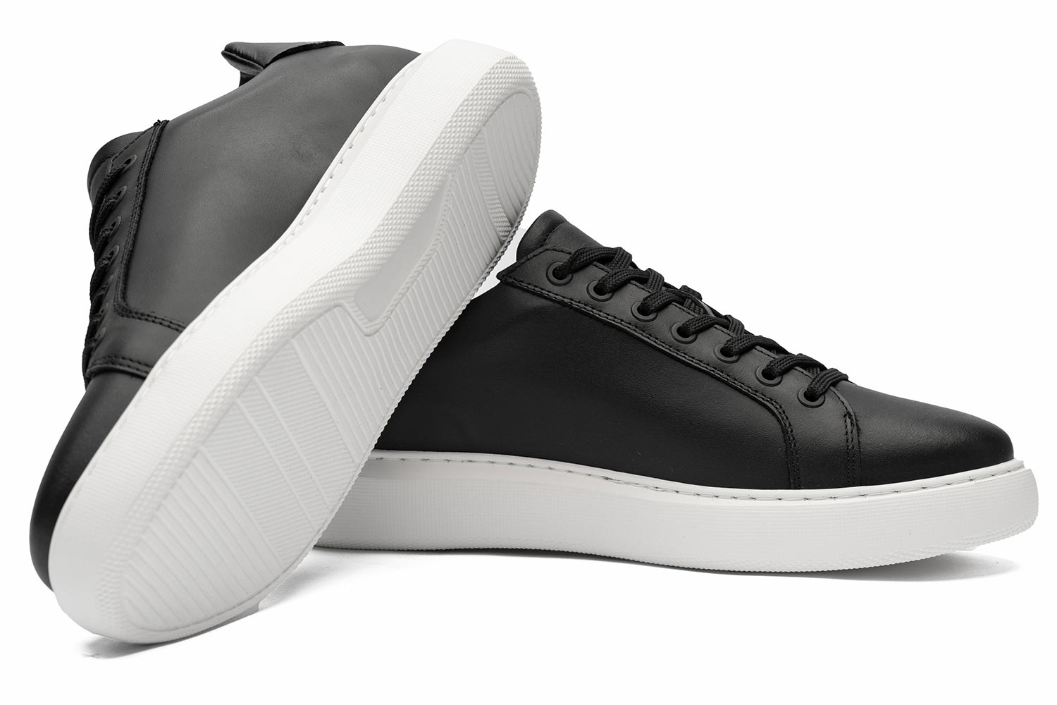 Sneakers negri piele naturala