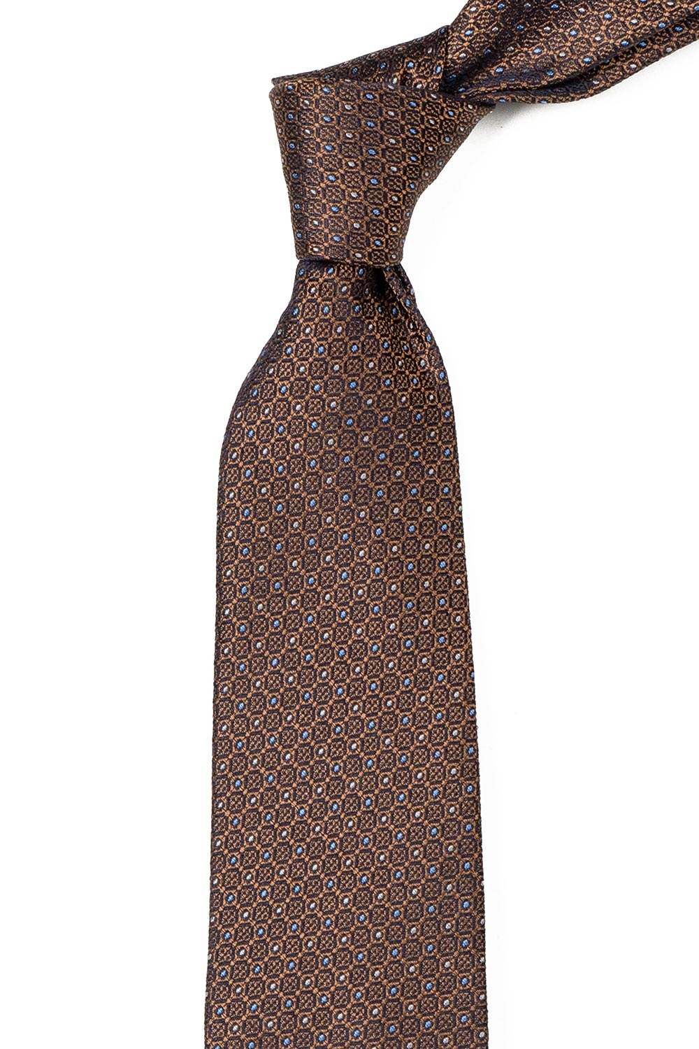Cravata matase tesuta maro print geometric