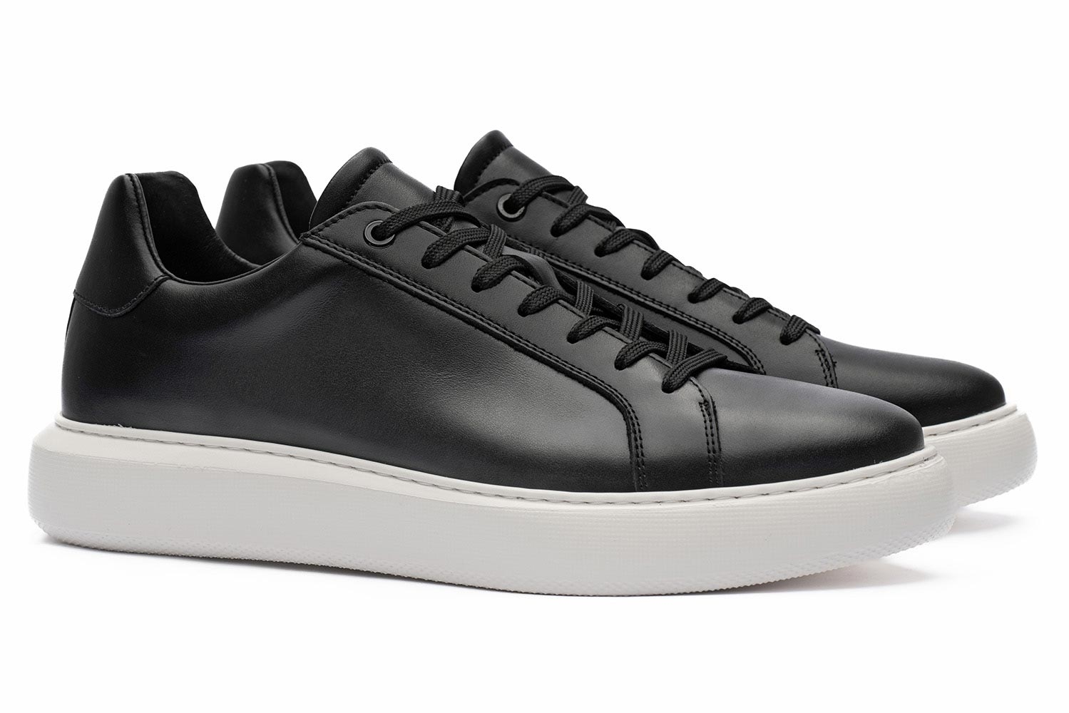 Sneakers negri piele naturala