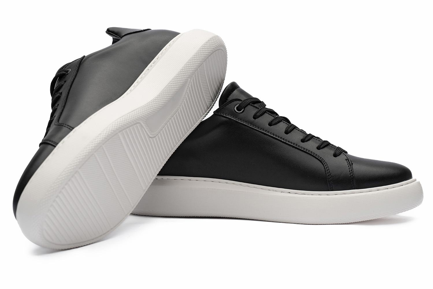 Sneakers negri piele naturala