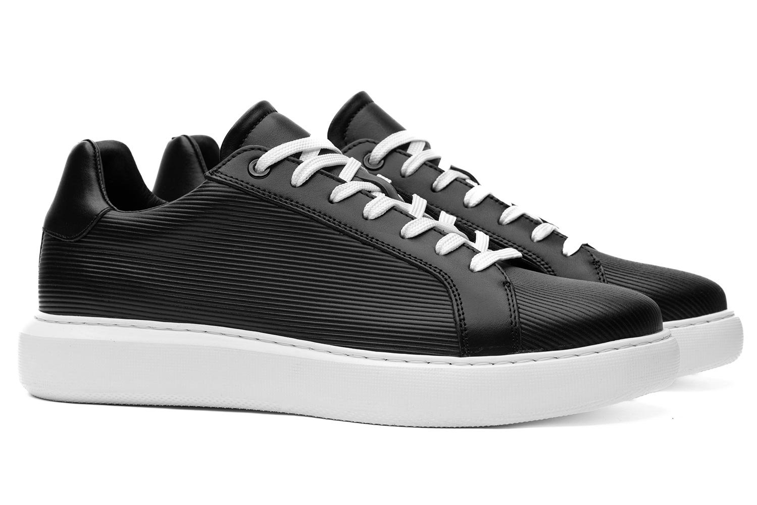 Sneakers negri piele naturala