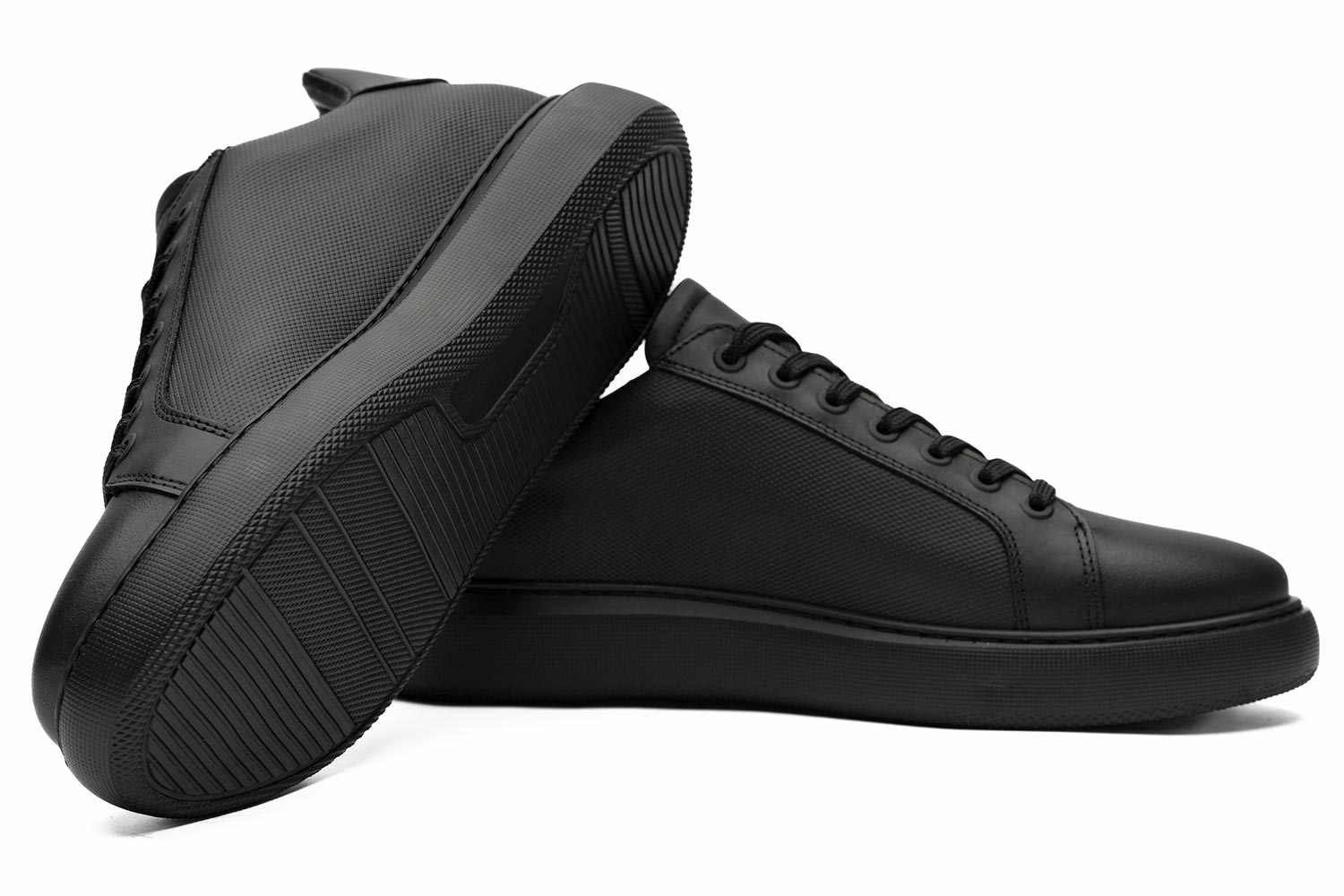 Sneakers negri piele naturala