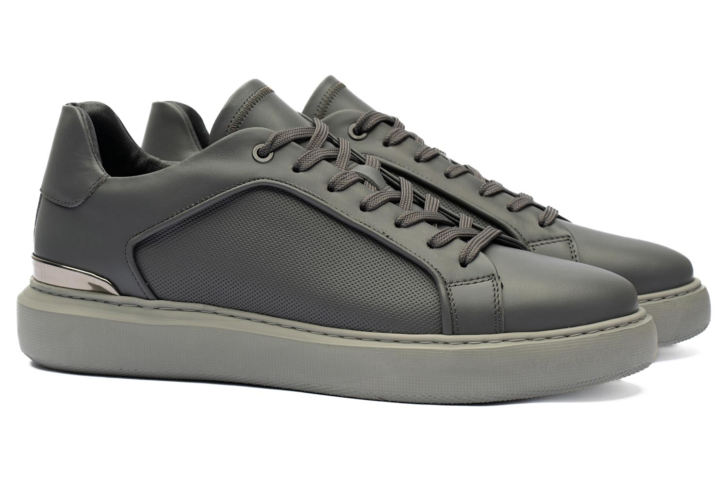 Sneakers gri piele naturala