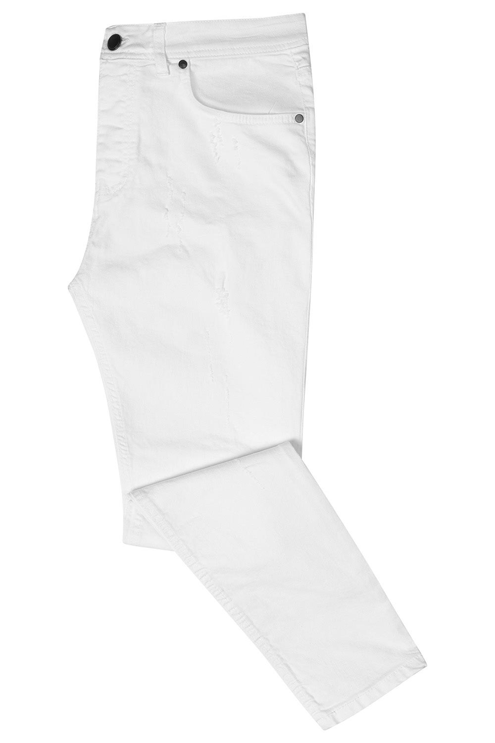 Pantaloni slim albi uni