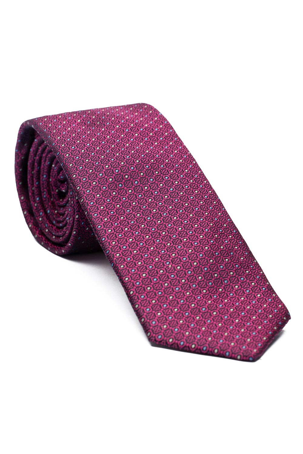 Cravata matase tesuta cyclam print geometric