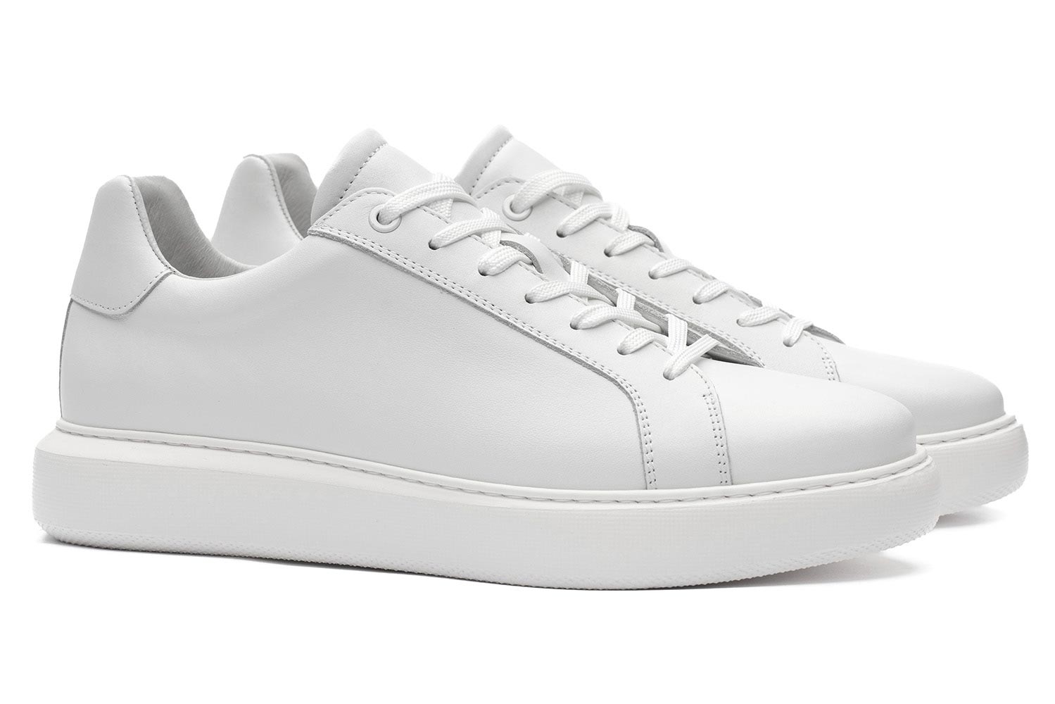 Sneakers albi piele naturala