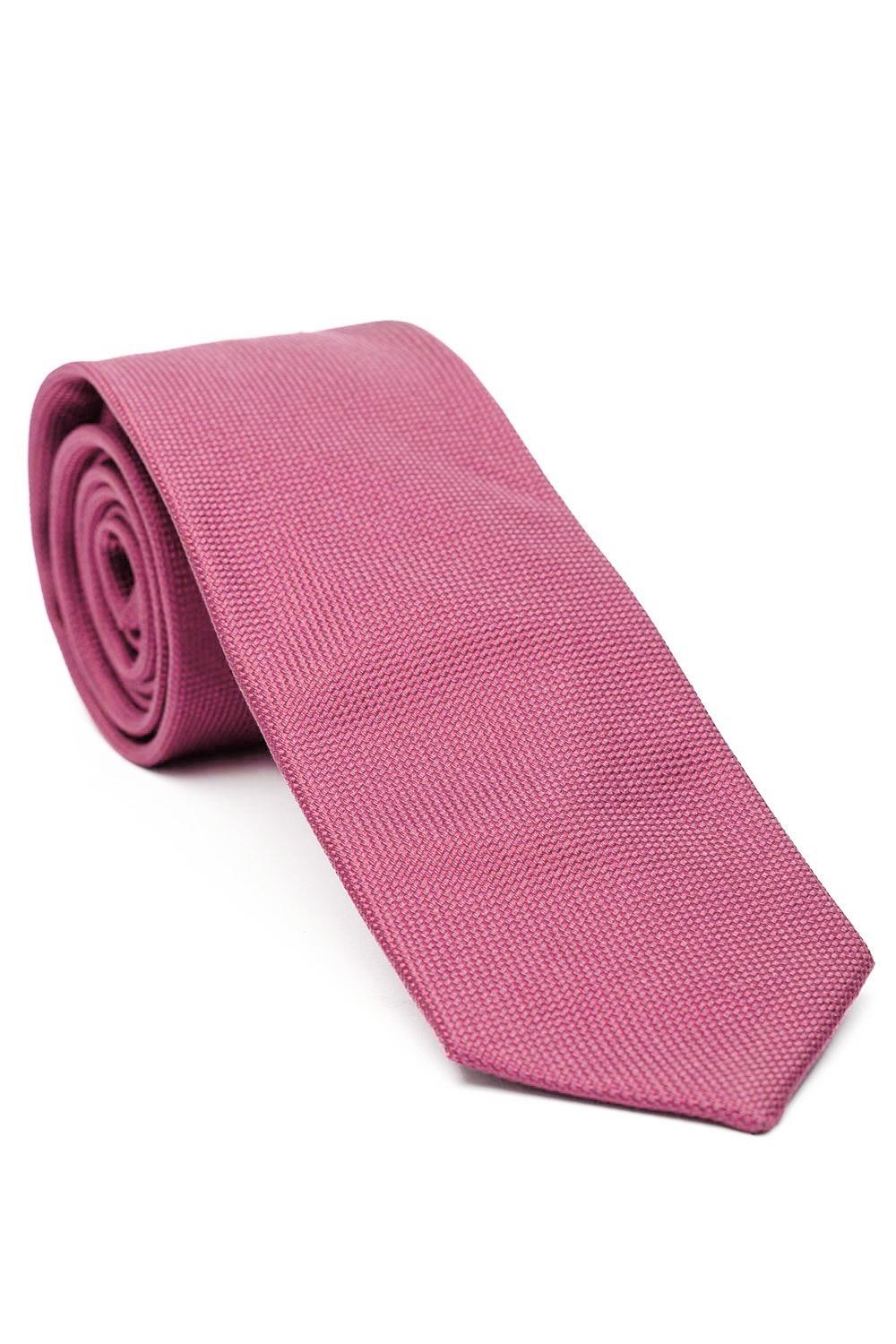Cravata matase tesuta roz uni