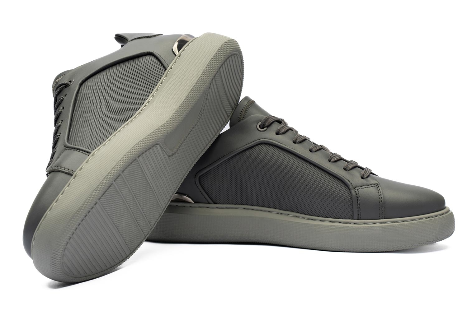 Sneakers gri piele naturala