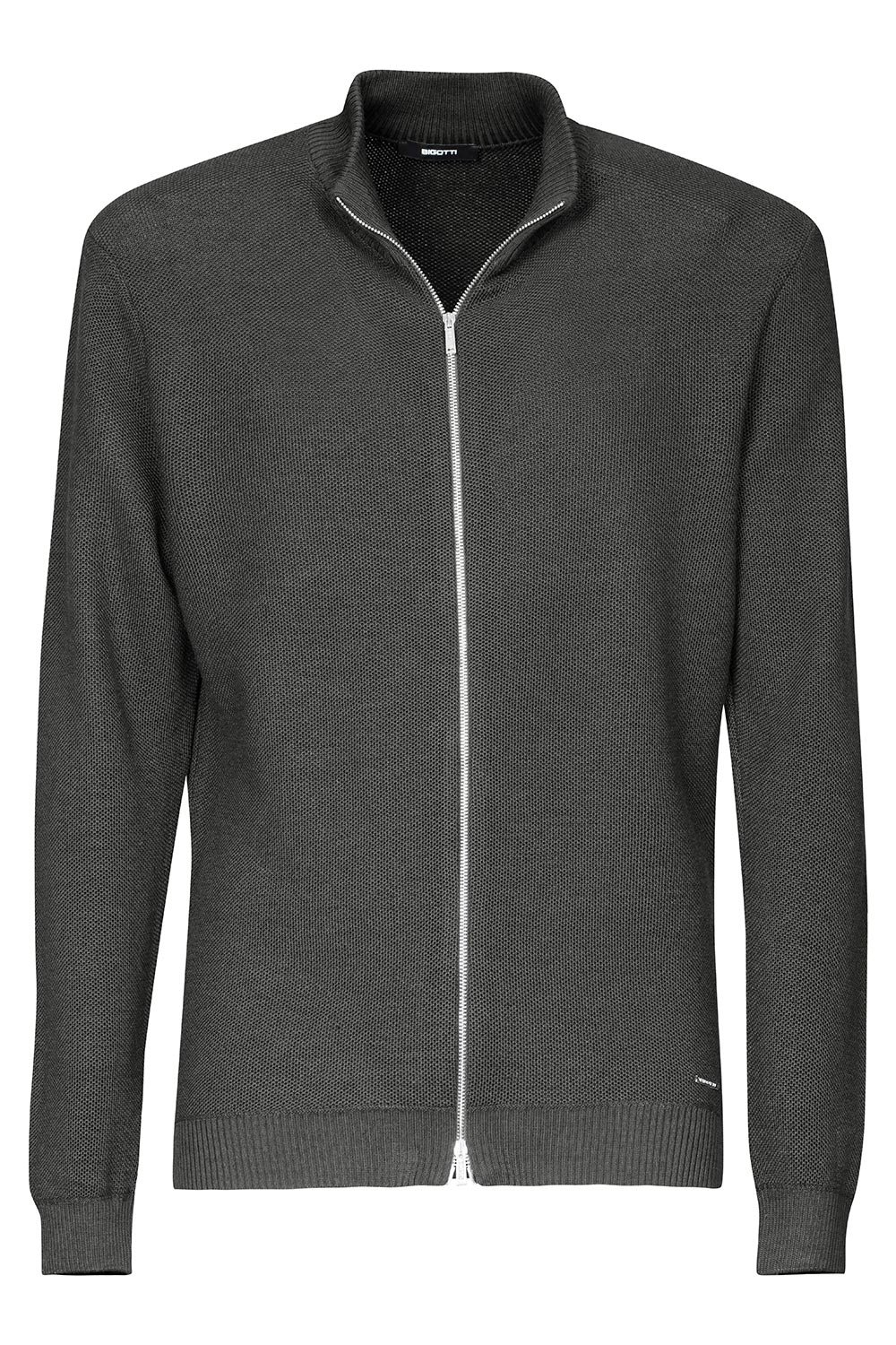 Pulover slim gri cu fermoar