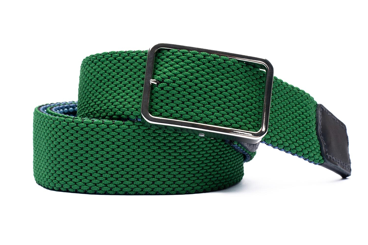 Curea verde textil si piele naturala