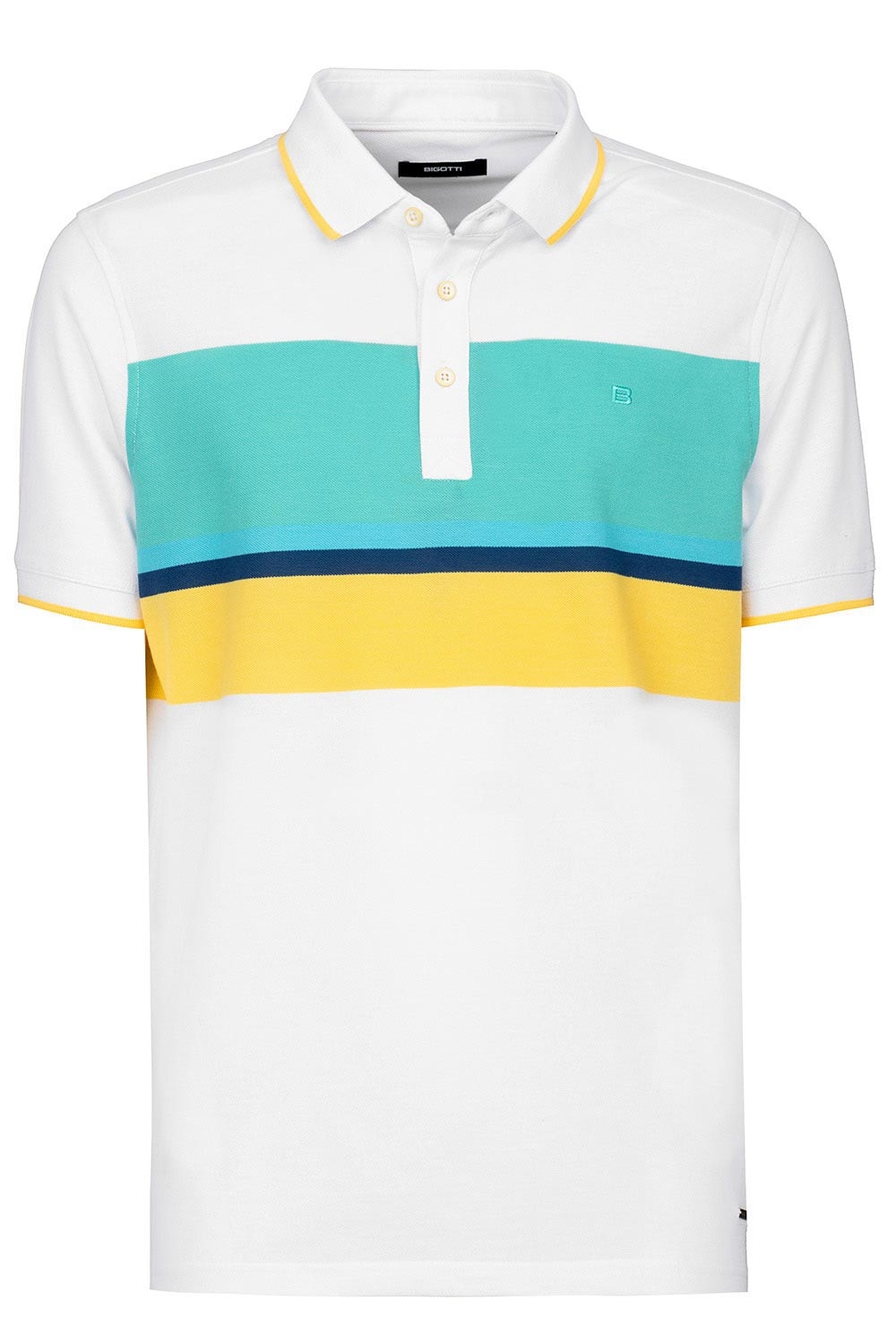 Tricou polo regular alb cu dungi