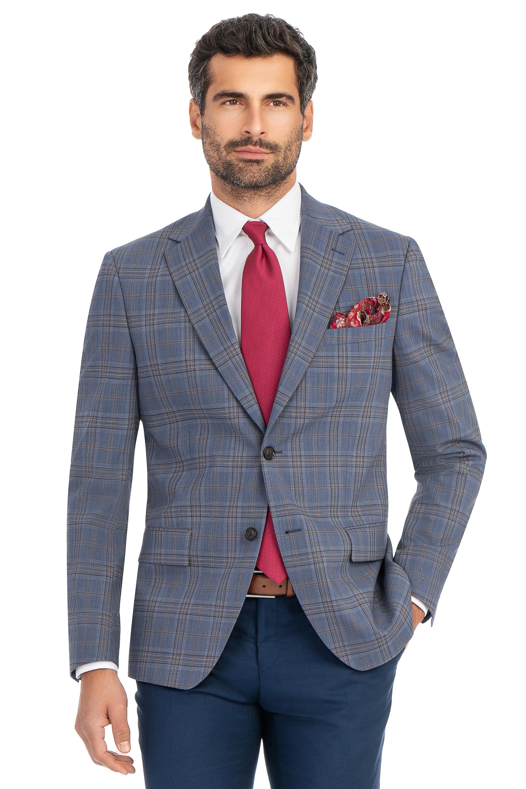 Sacou conti bleu in carouri