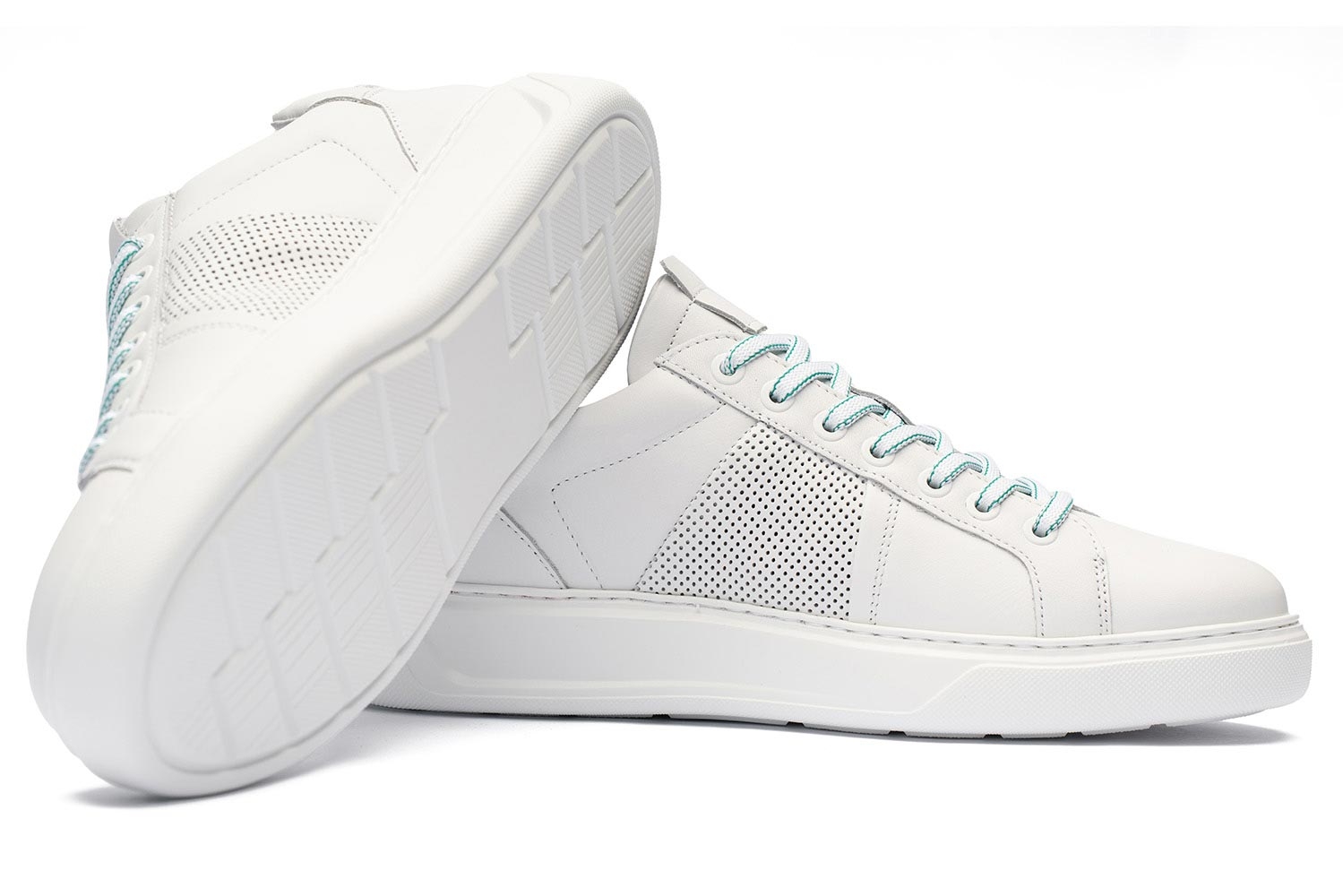 Sneakers albi piele naturala