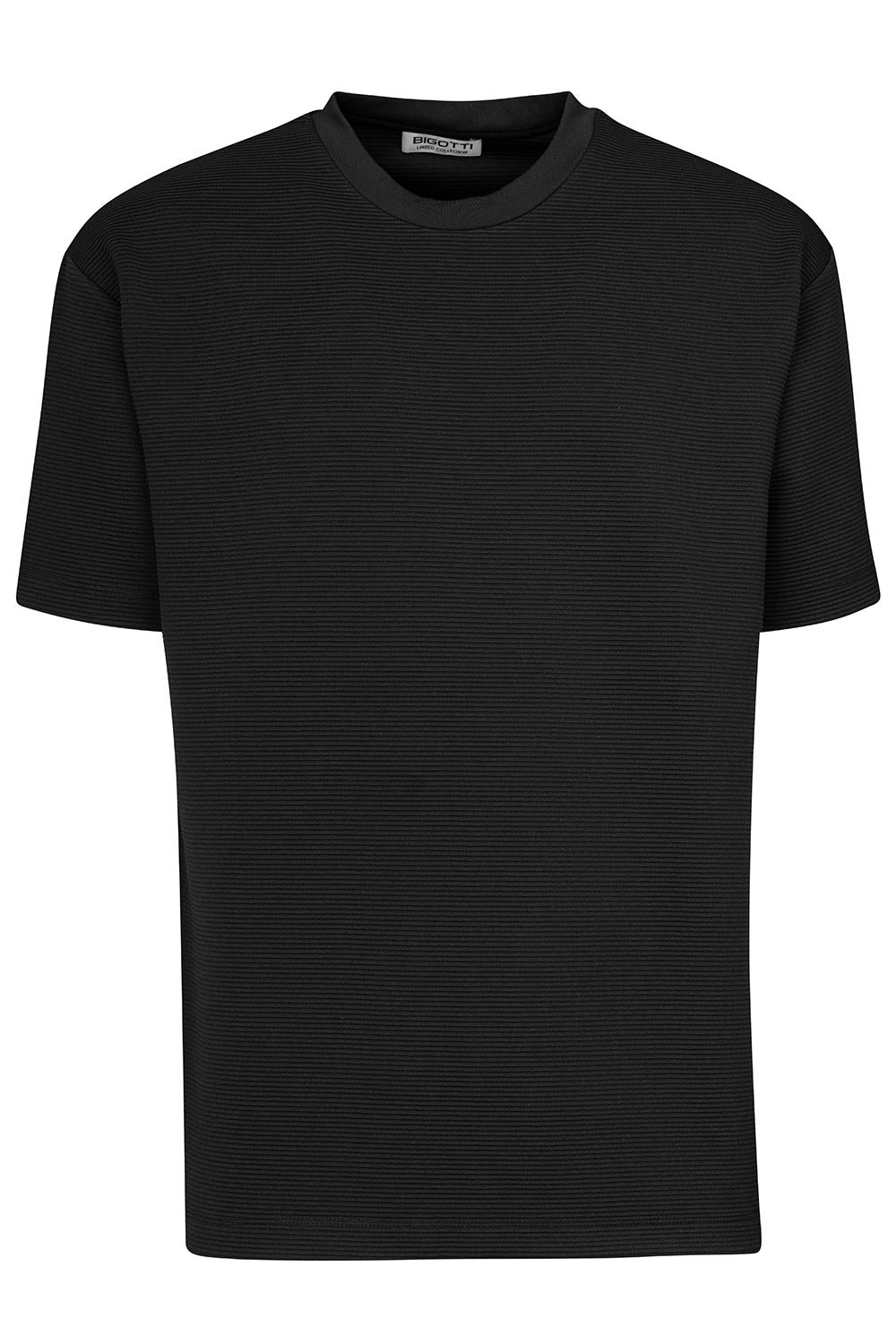 Tricou oversize negru guler rotund