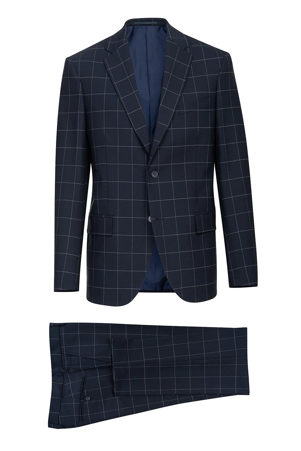 Costum slim conti bleumarin in carouri