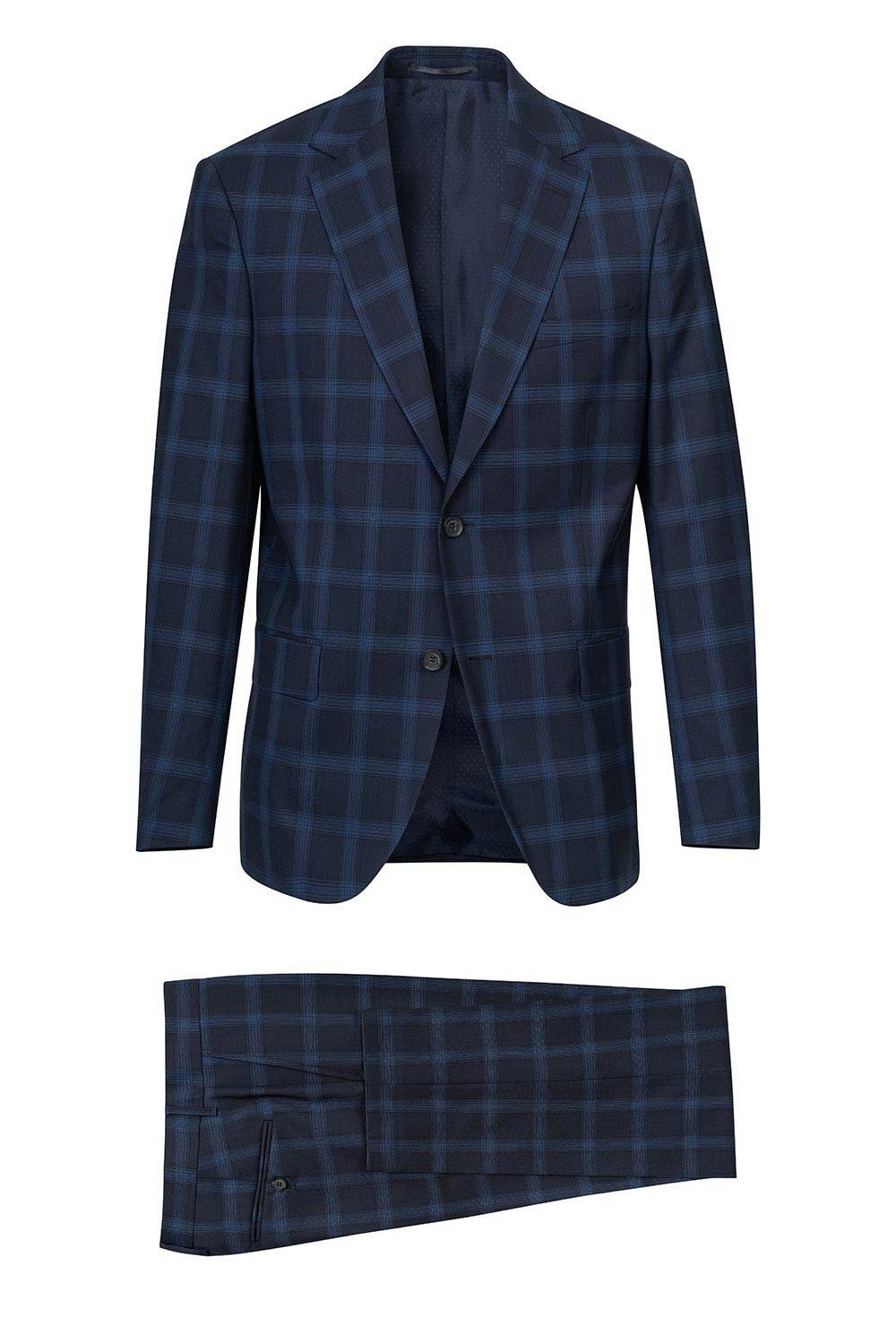 Costum slim conti bleumarin carouri