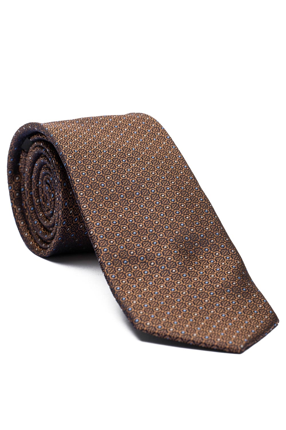 Cravata matase tesuta maro print geometric