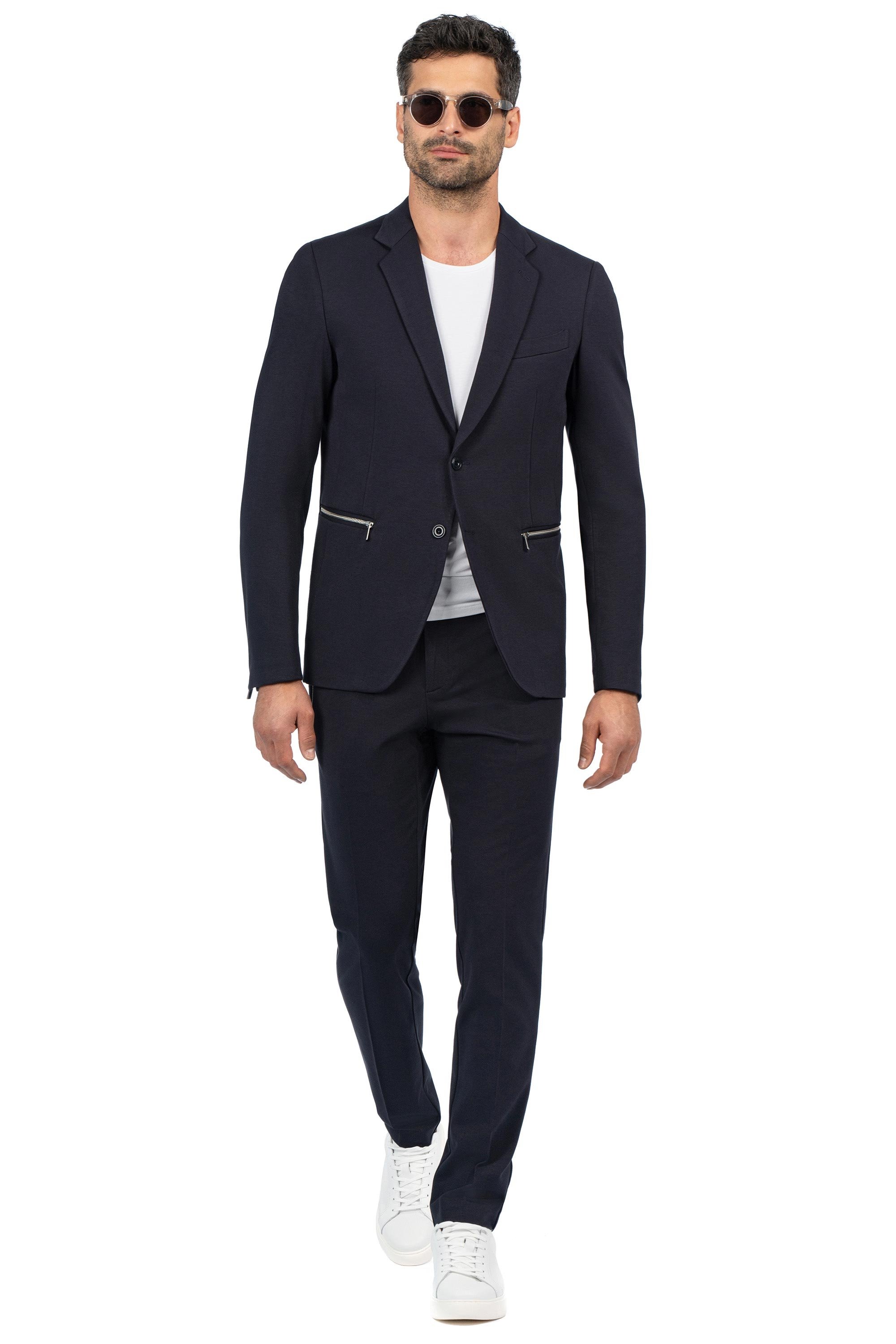 Pantaloni bleumarin uni