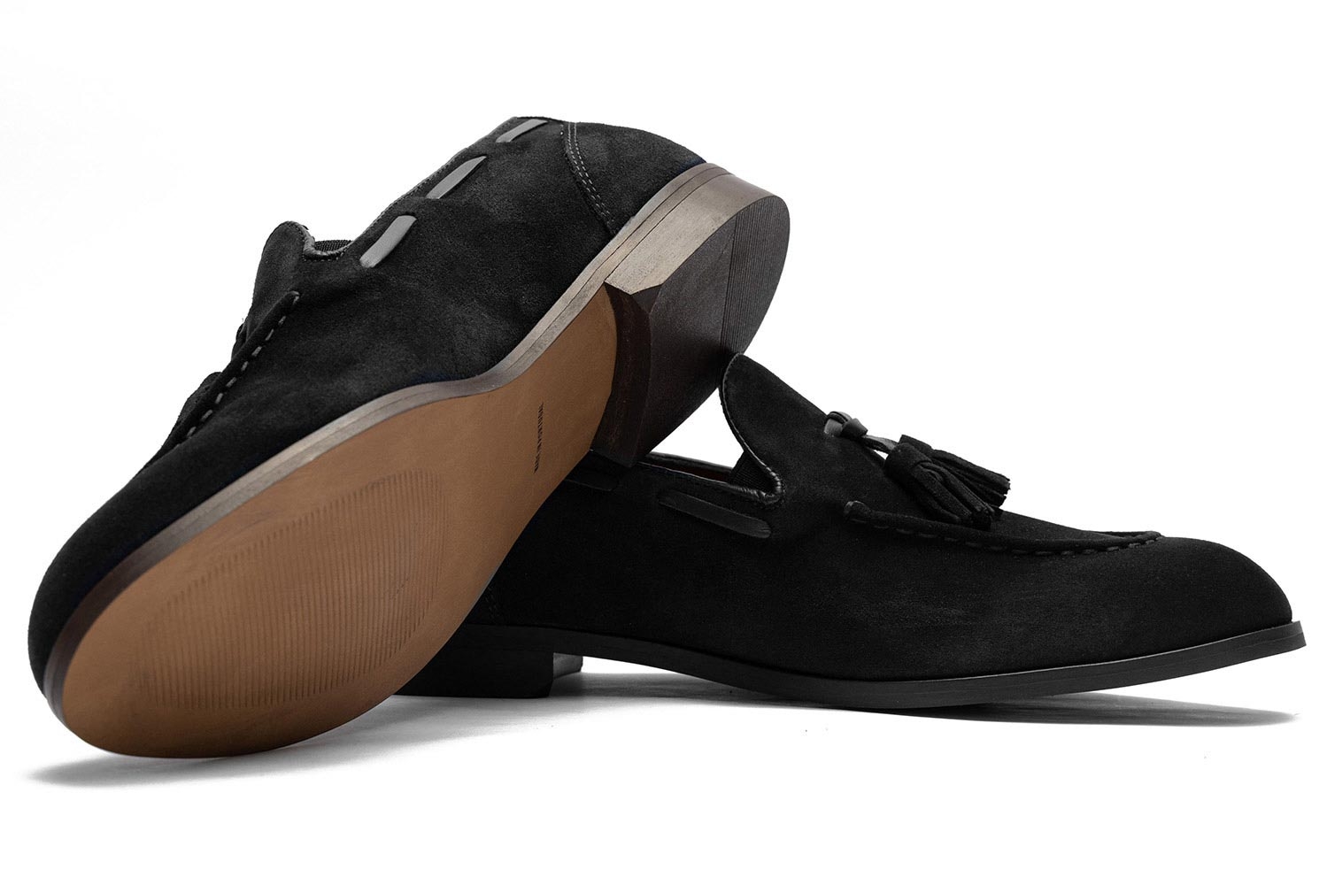 Mocasini negri piele intoarsa