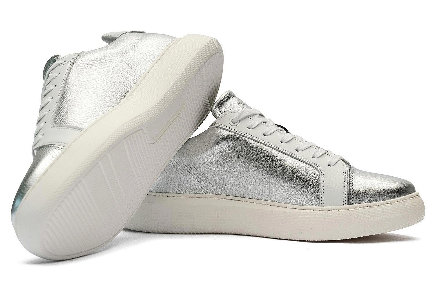 Sneakers gri piele naturala