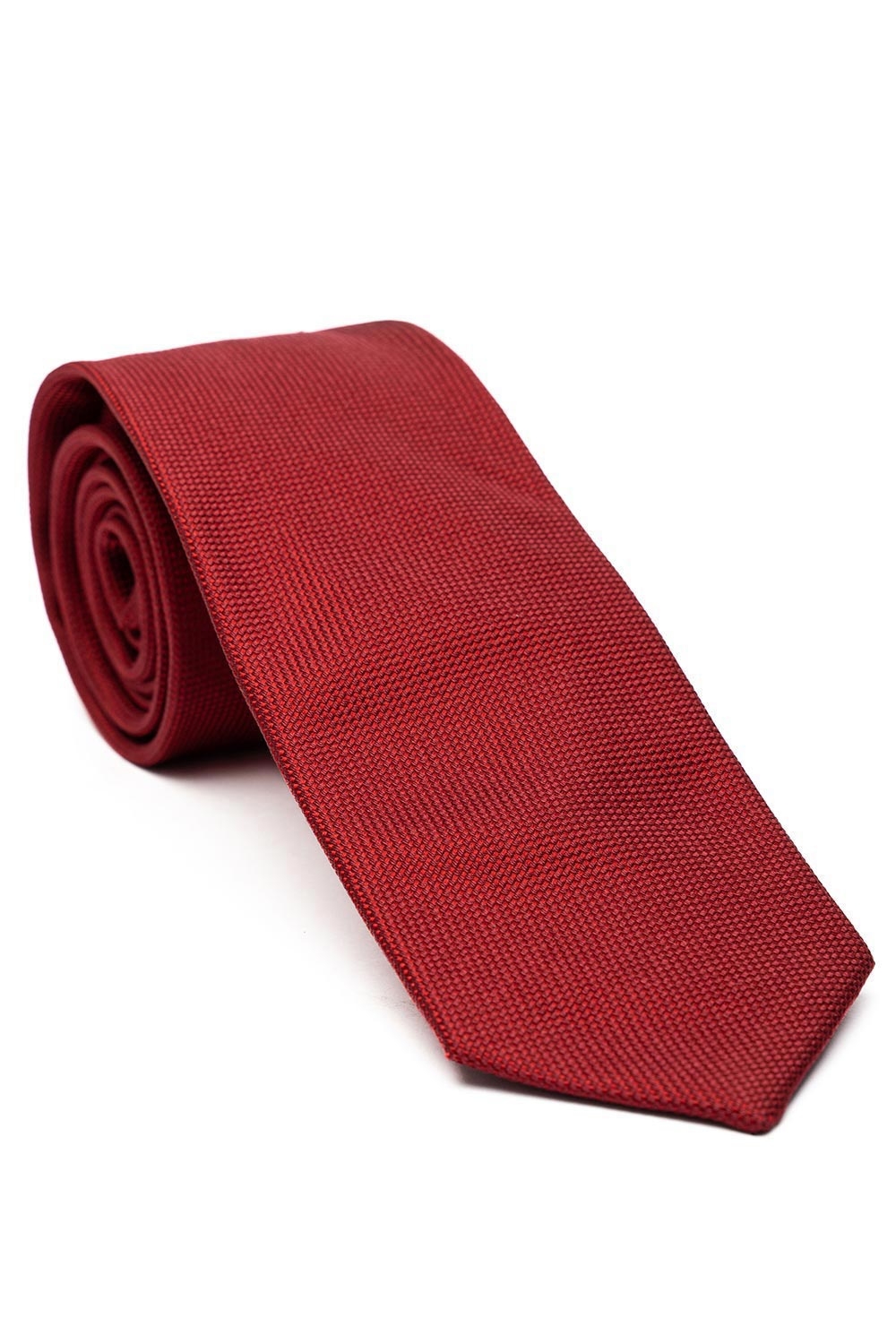 Cravata matase tesuta rosu uni