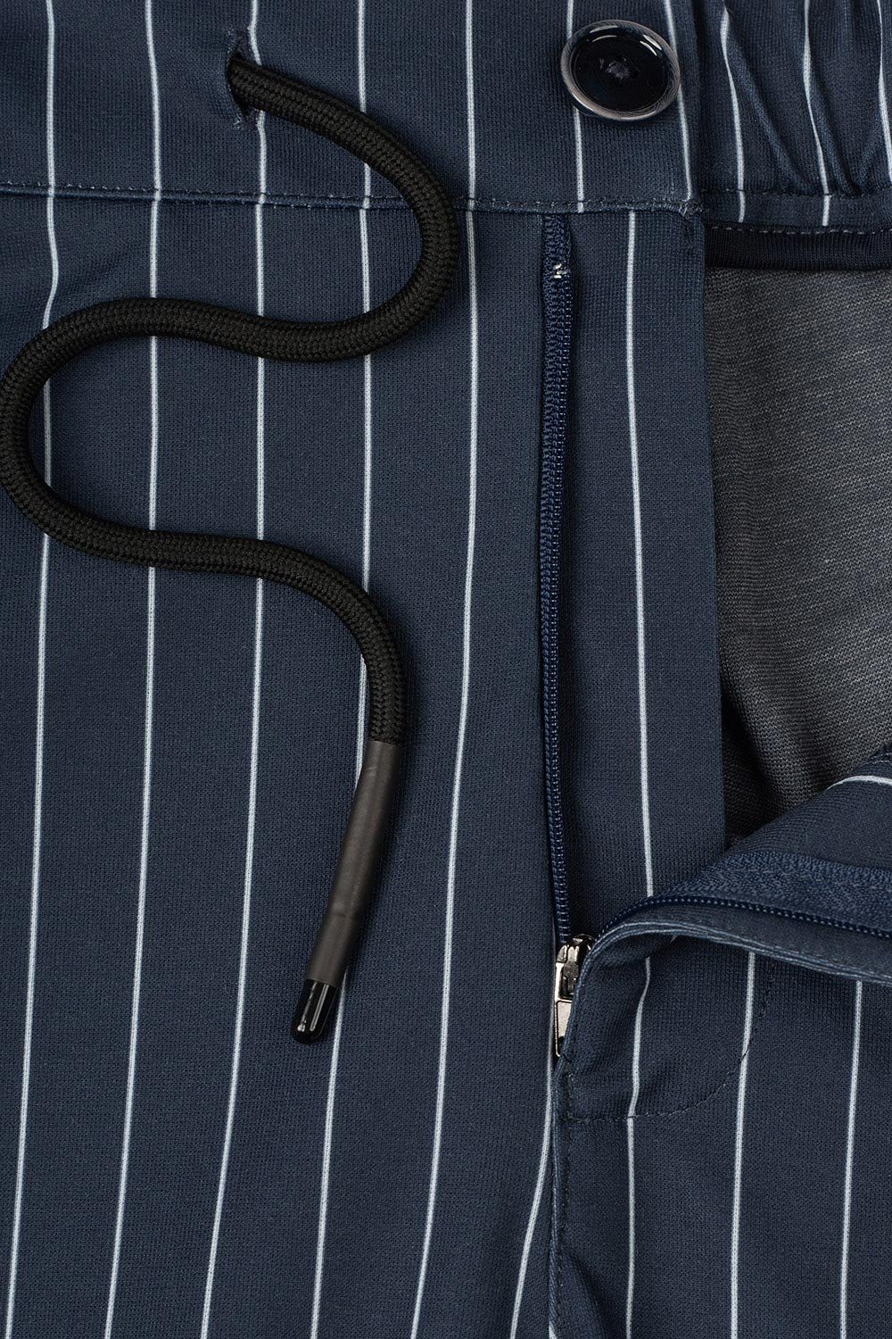 Pantaloni slim albastri in dungi