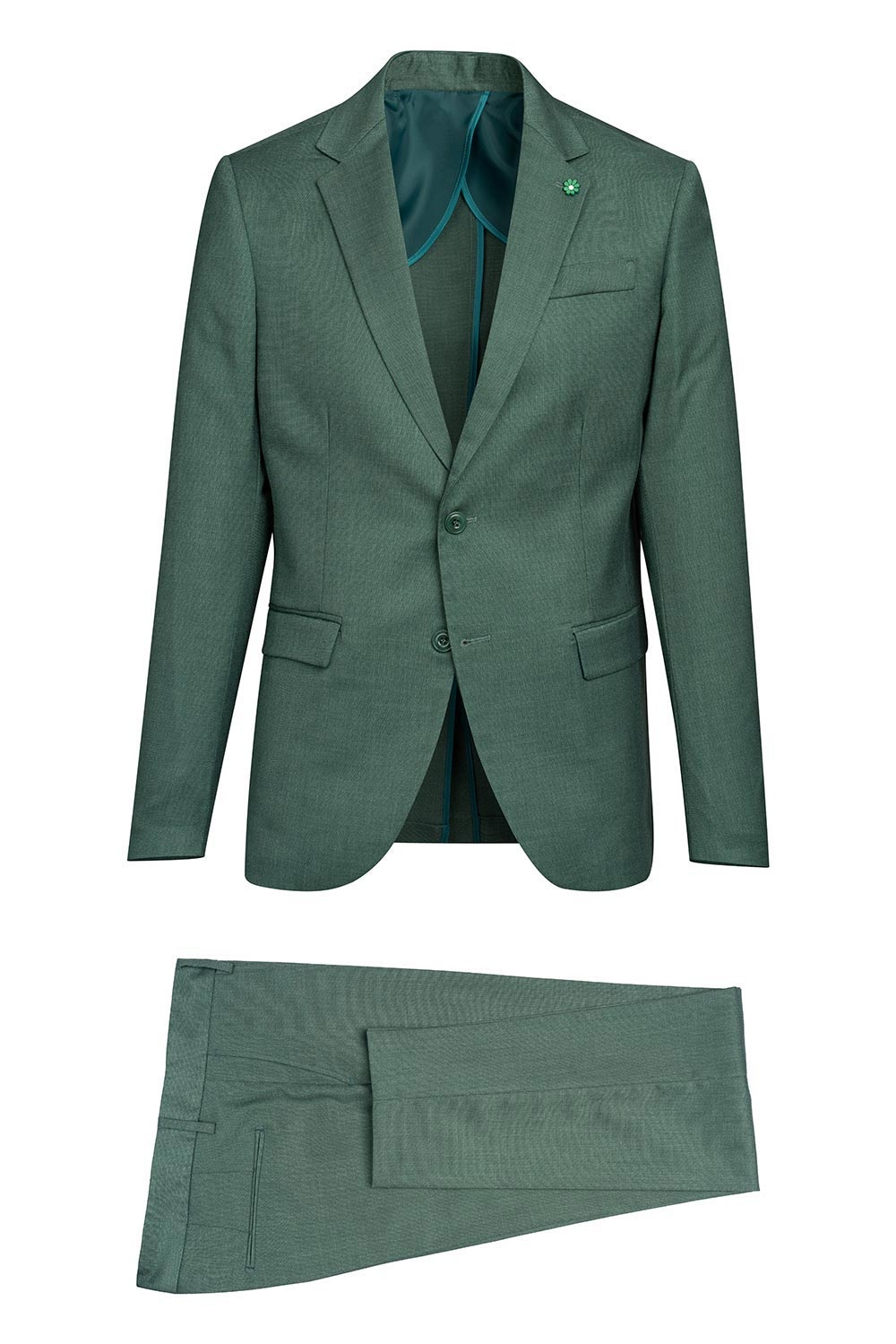 Costum slim verde uni