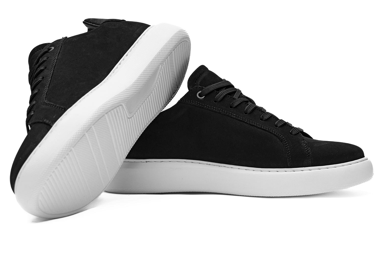 Sneakers negri piele naturala