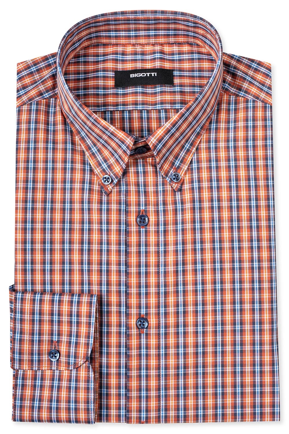 Camasa slim oranj in carouri