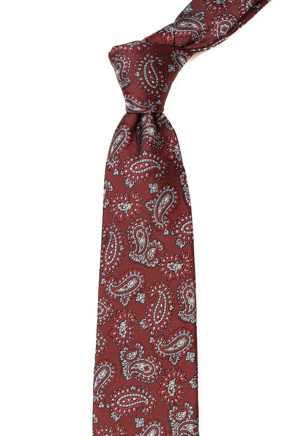 Cravata matase tesuta grena print floral