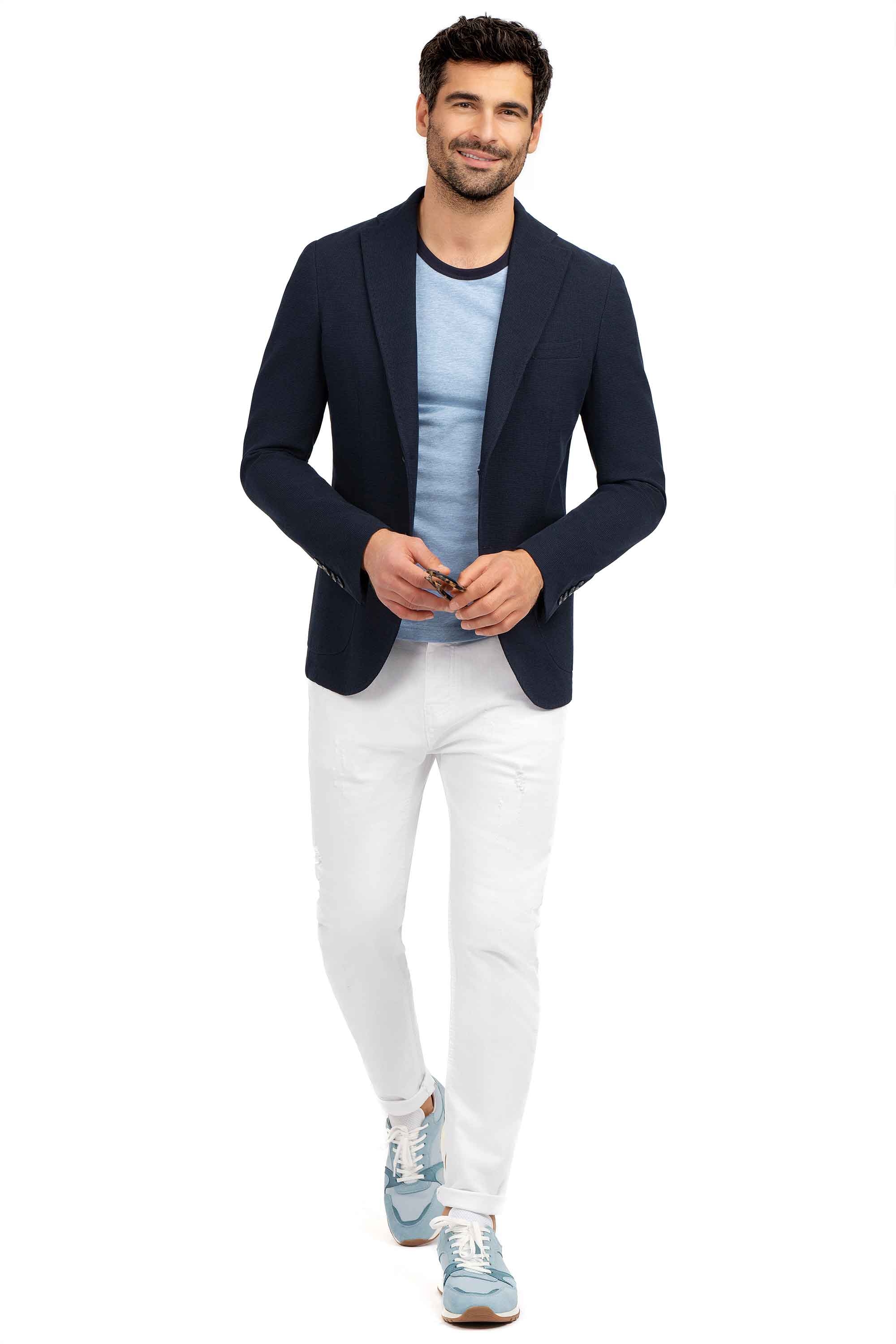 Pantaloni slim albi uni