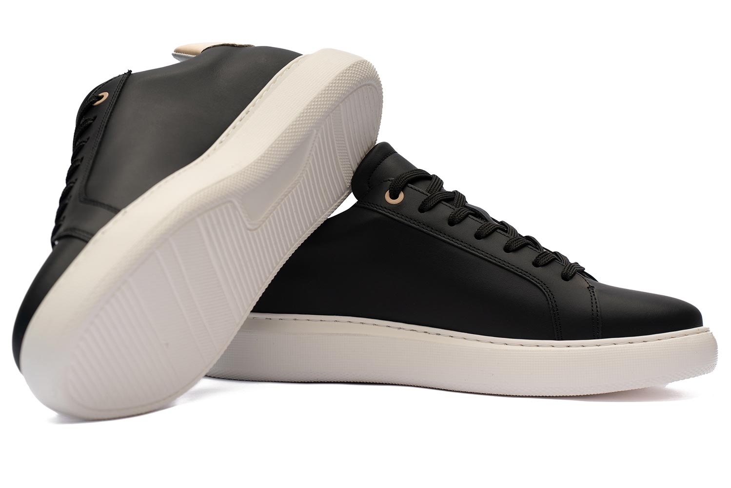 Sneakers negri piele naturala