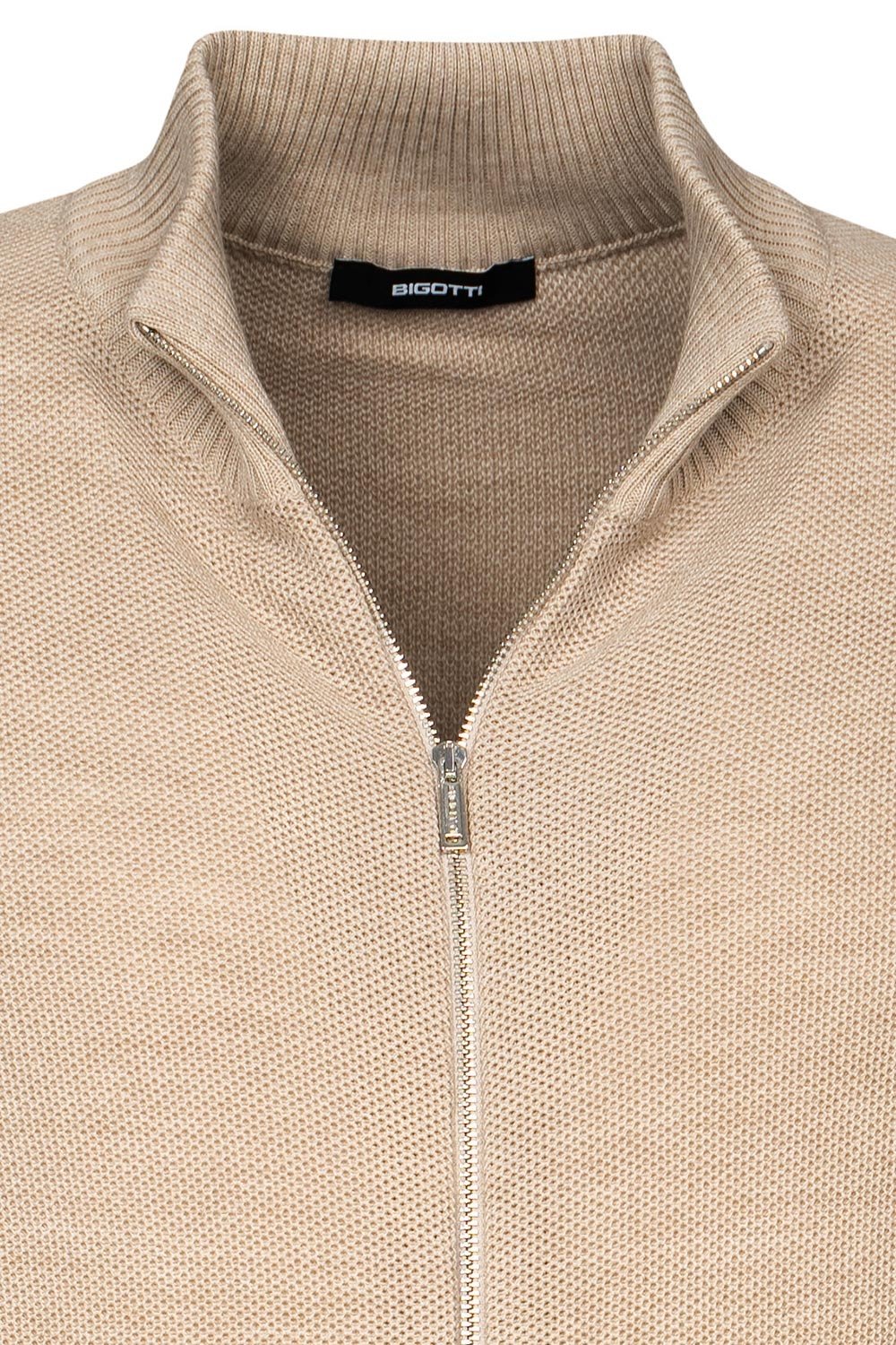 Pulover slim bej cu fermoar