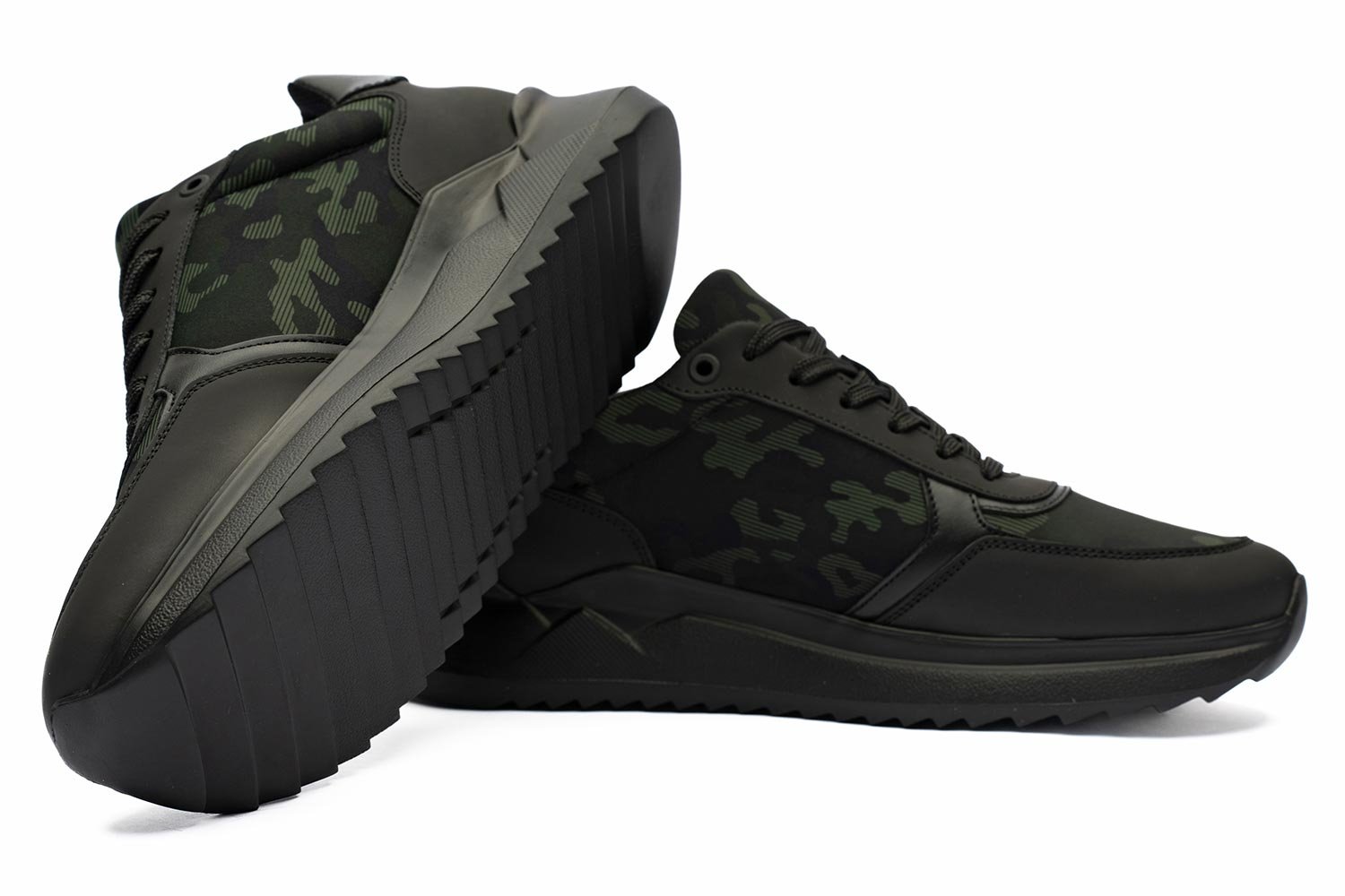 Sneakers verzi piele naturala si neopren