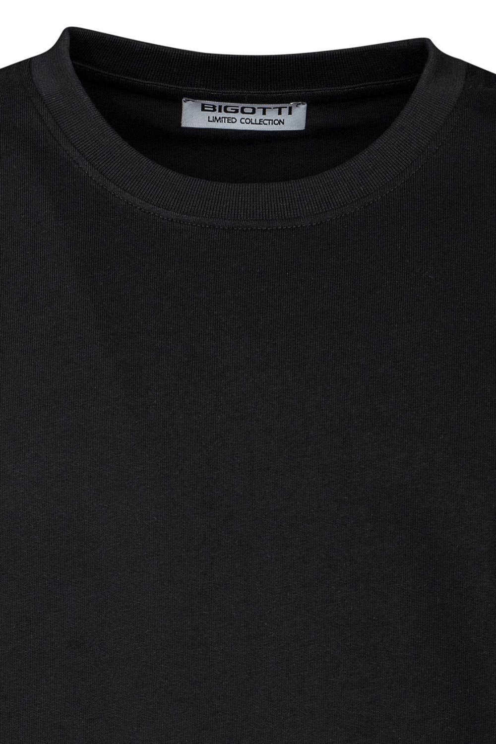 Tricou oversize negru guler rotund